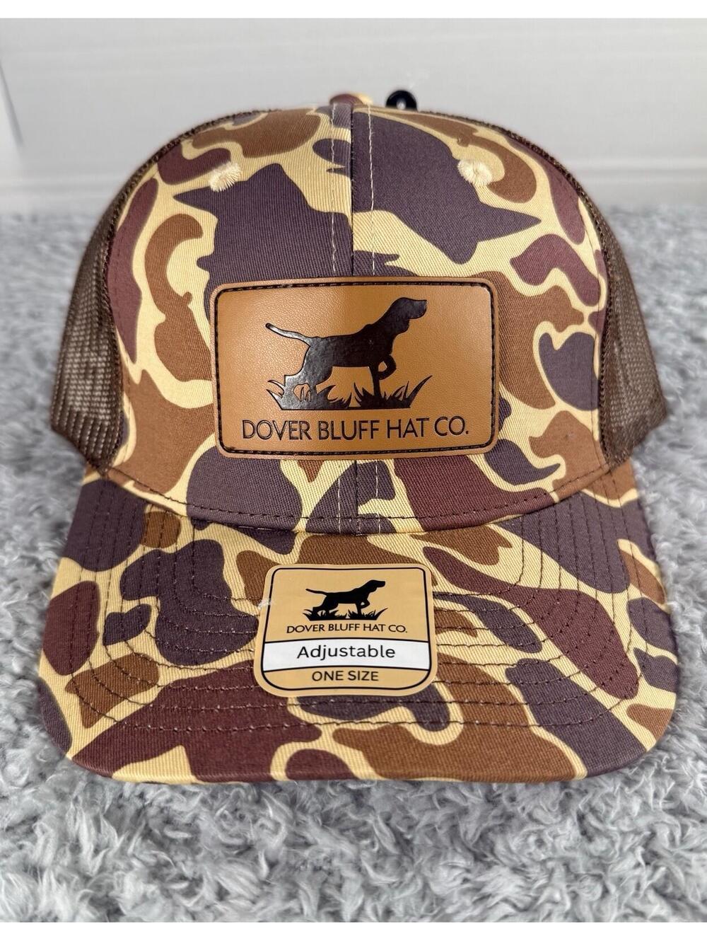 NWT Dover Bluff Hat Co Camo Trucker Hat Cap Adjustable Pointer Hunting Dog Patch